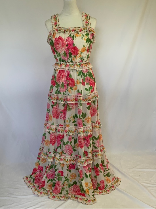 Baltic Born Dresses & Skirts - Baltic Born Cream Maxi Dress with Pink & Green Floral Print